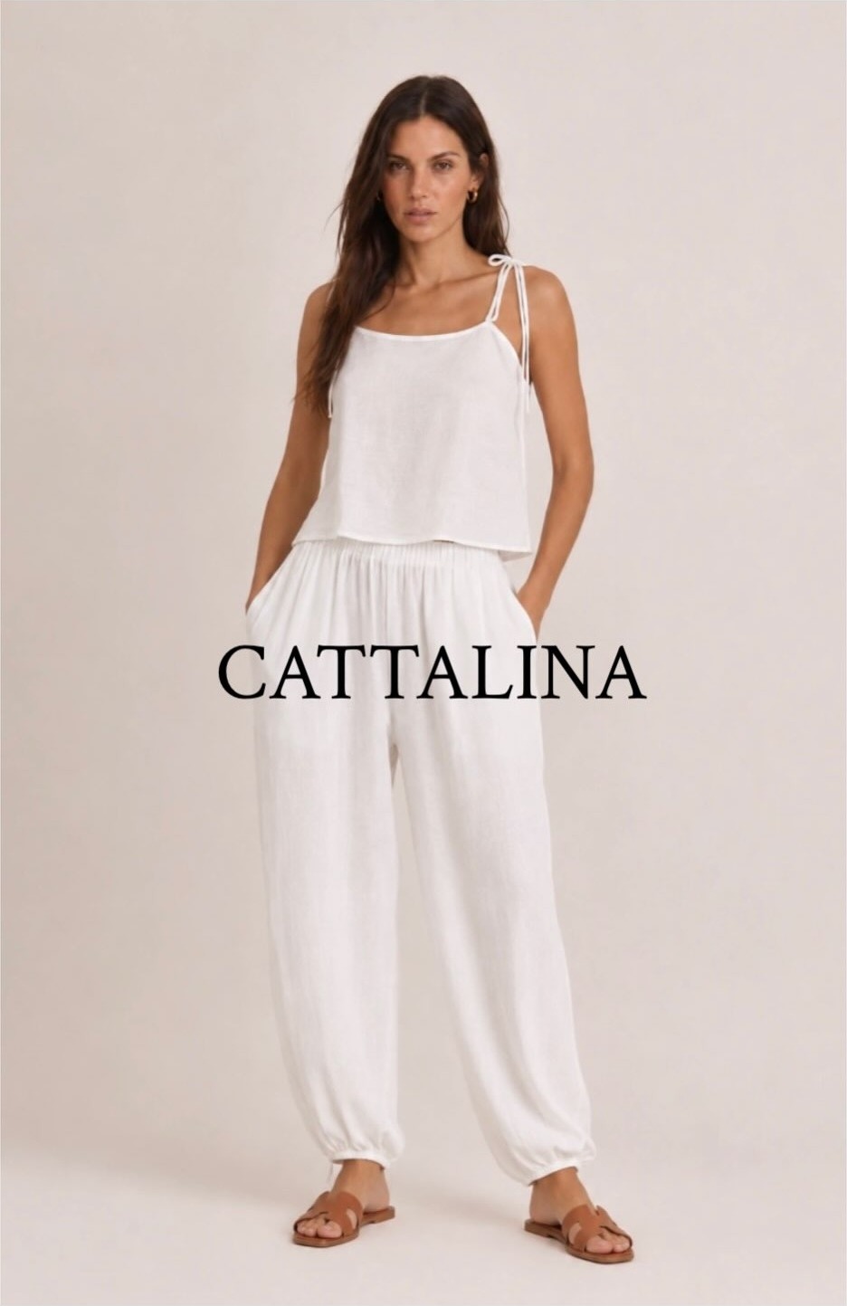 Pantalón Jazmín de Cattalina, lino ibiza
